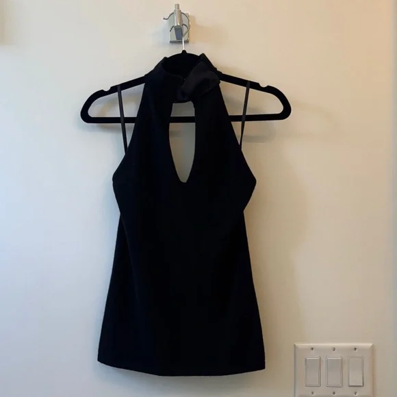 Ralph Lauren Black Halter Keyhole Neck Top - Picture 2 of 3